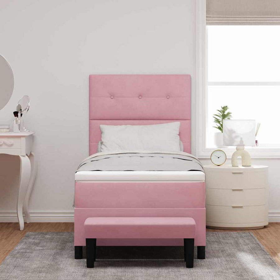Boxspring bed met matras Roze 90 x 200 cm Fluweel