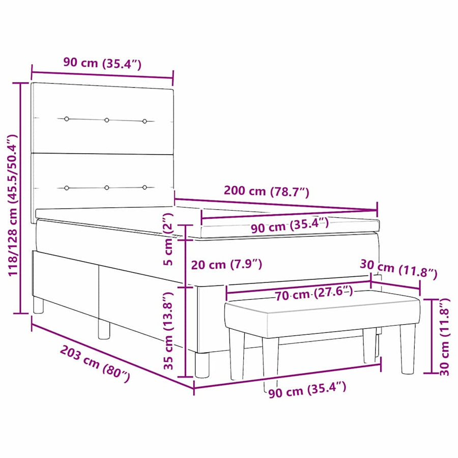 Boxspring bed met matras Roze 90 x 200 cm Fluweel
