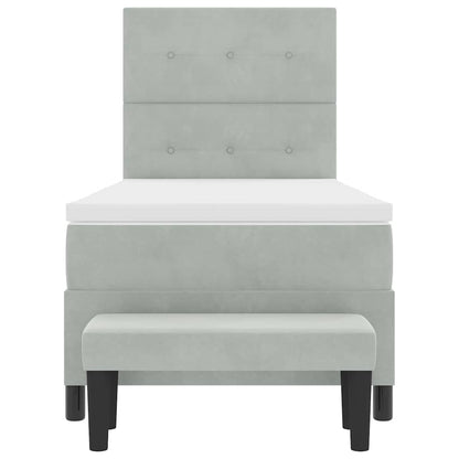 Boxspring bed met matras Lichtgrijs 100 x 200 cm Fluweel