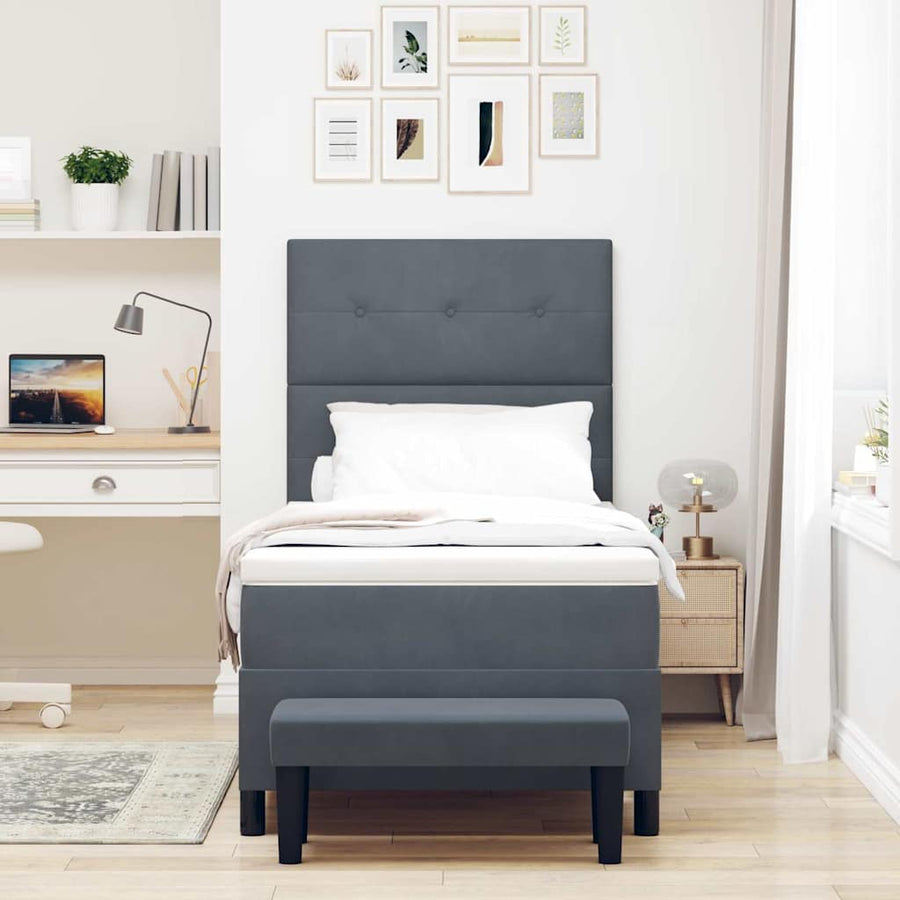 Boxspring bed met matras Donkergrijs 100 x 200 cm Fluweel