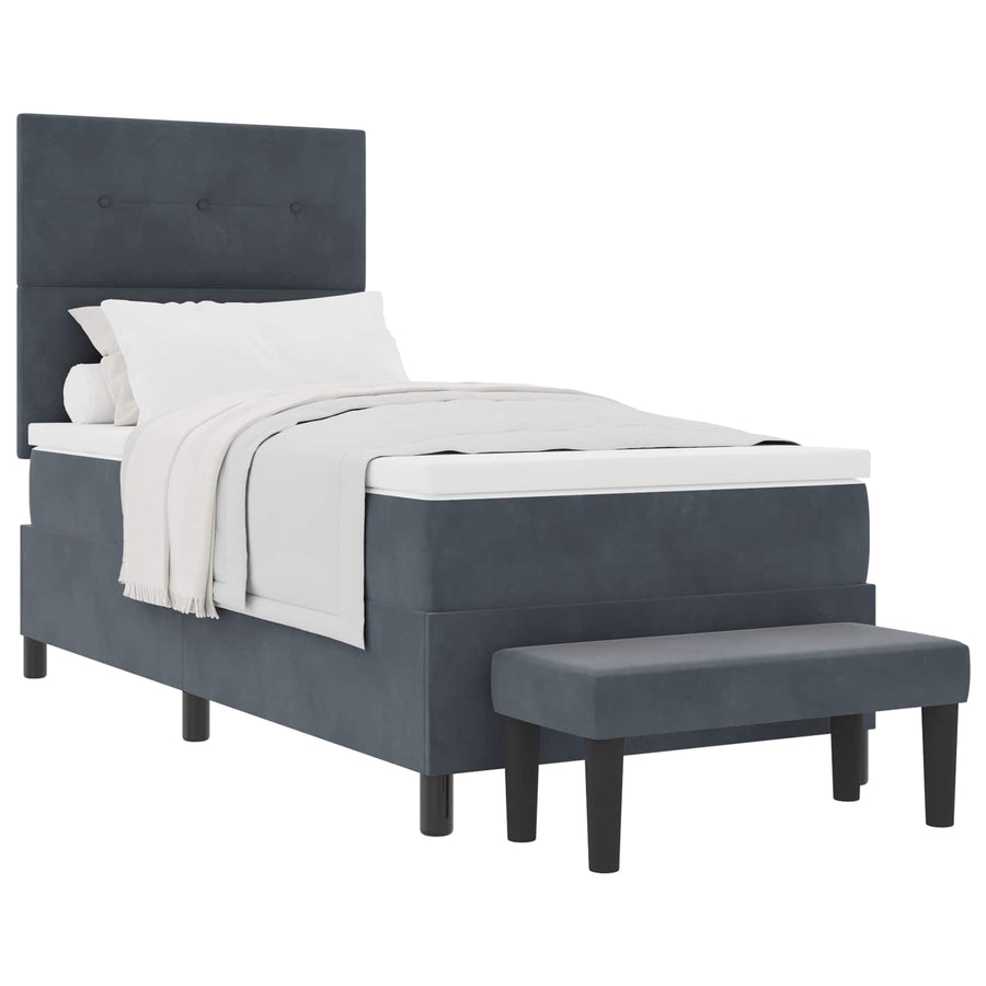 Boxspring bed met matras Donkergrijs 100 x 200 cm Fluweel