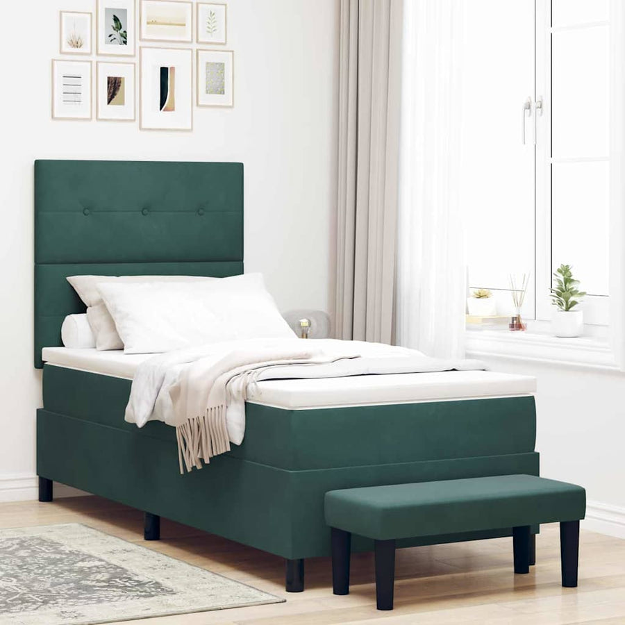 Boxspring bed met matras Donkergroen 100 x 200 cm Fluweel