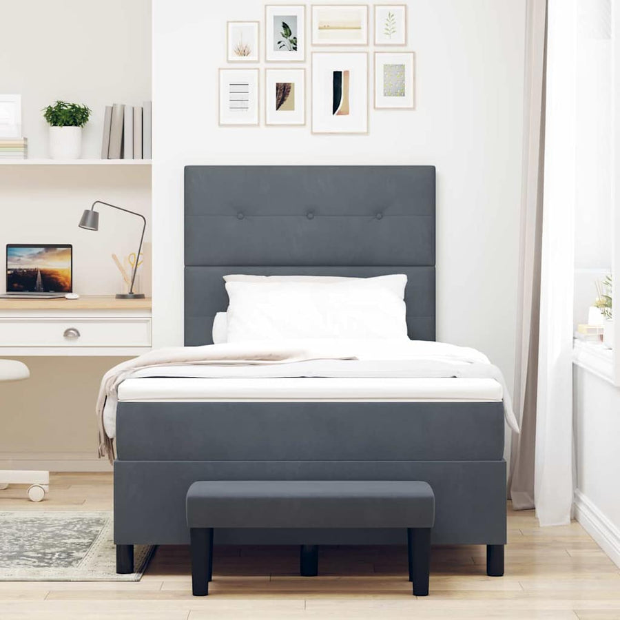 Boxspring bed met matras Donkergrijs 120 x 190 cm Fluweel