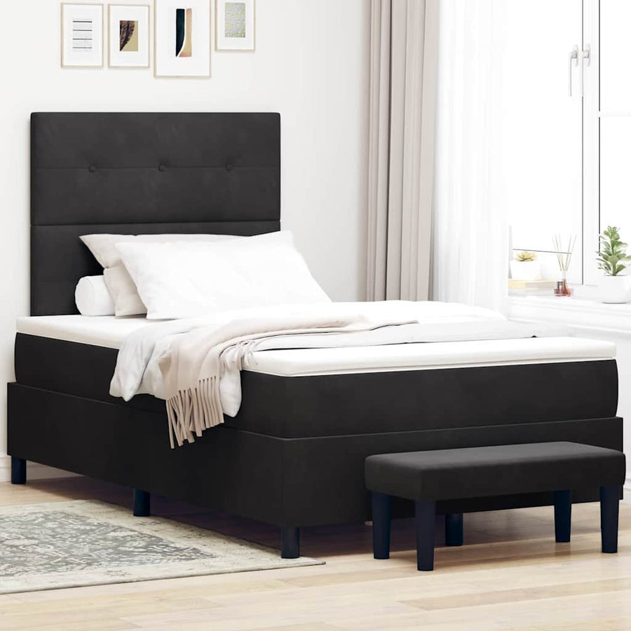 Boxspring bed met matras Zwart 120 x 190 cm Fluweel