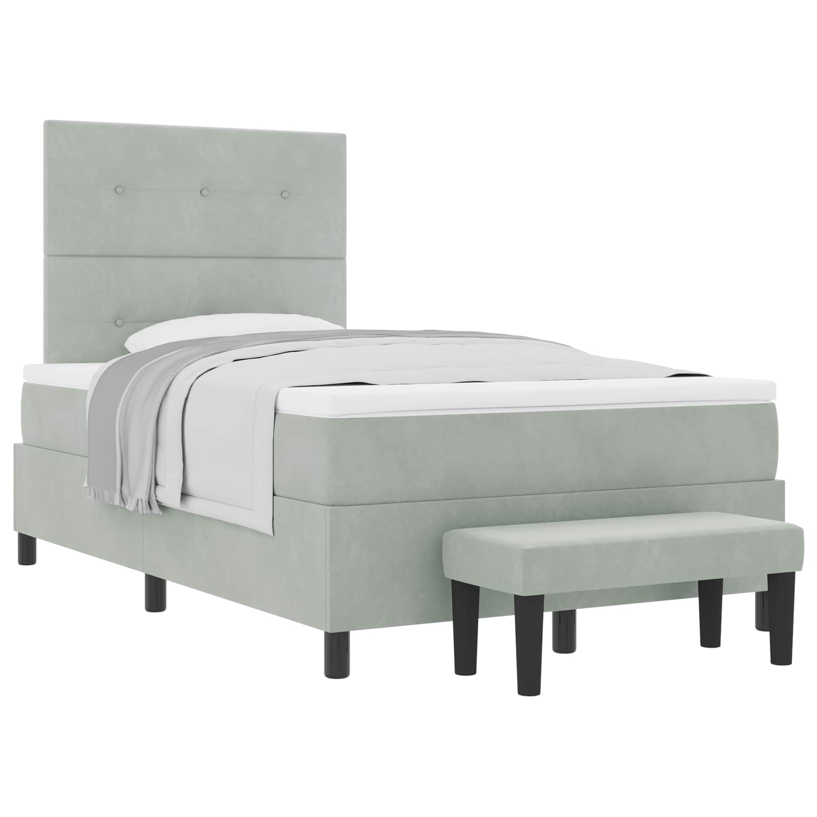 Boxspring bed met matras Lichtgrijs 120 x 200 cm Fluweel