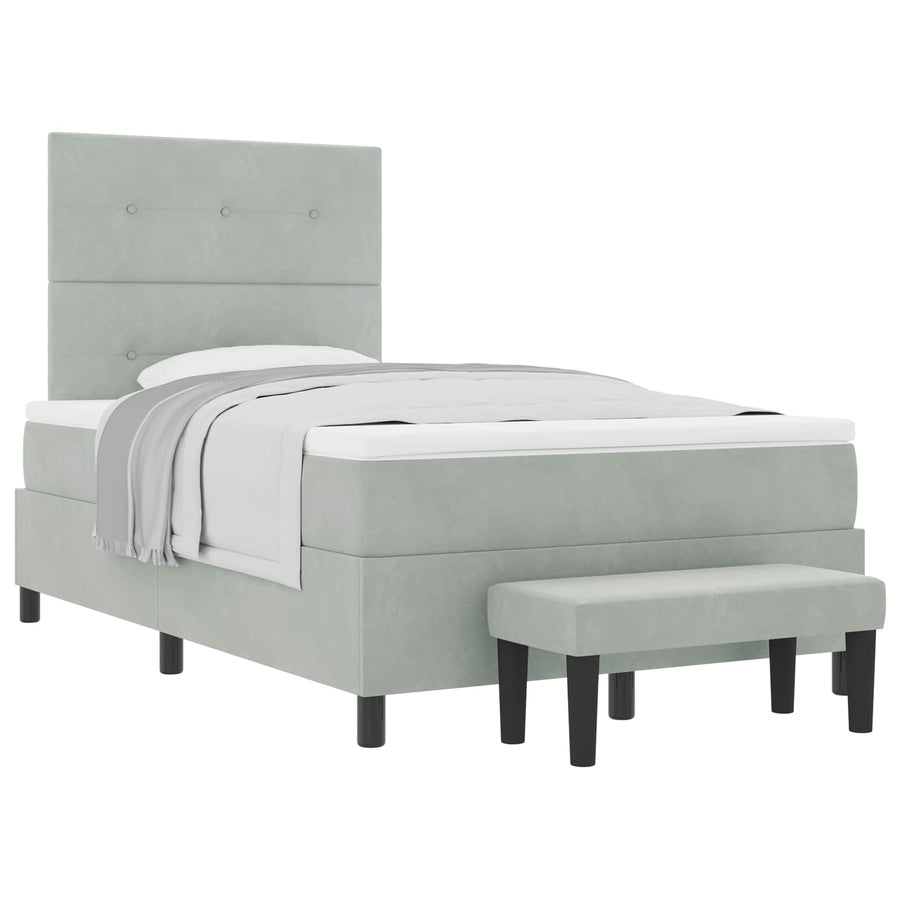 Boxspring bed met matras Lichtgrijs 120 x 200 cm Fluweel