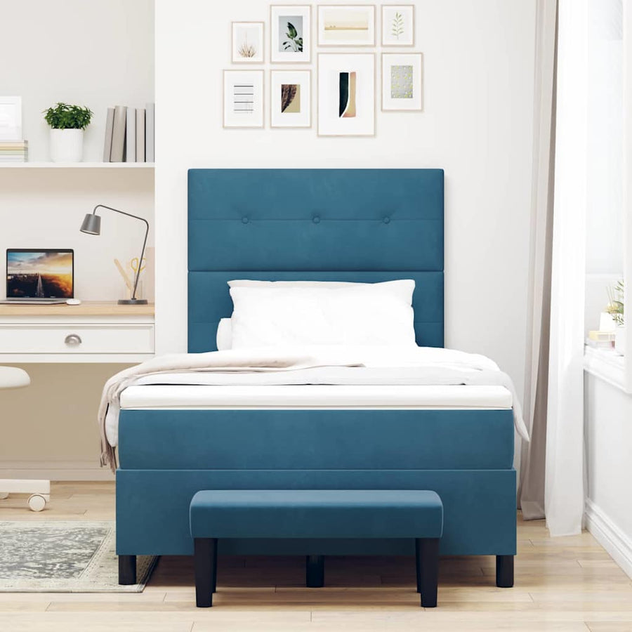 Boxspring bed met matras Donkerblauw 120 x 200 cm Fluweel