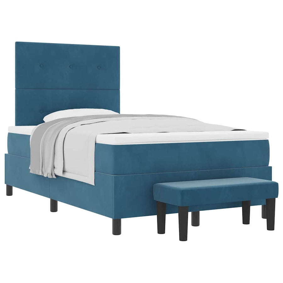 Boxspring bed met matras Donkerblauw 120 x 200 cm Fluweel