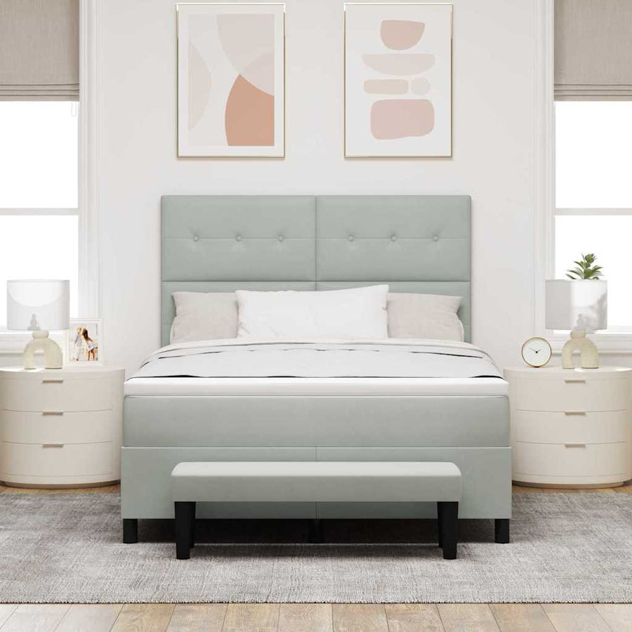 Boxspring bed met matras Lichtgrijs 140 x 190 cm Fluweel