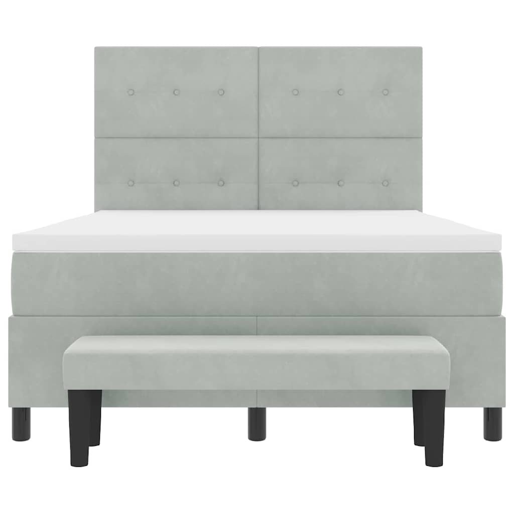 Boxspring bed met matras Lichtgrijs 140 x 190 cm Fluweel
