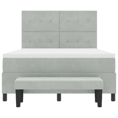 Boxspring bed met matras Lichtgrijs 140 x 190 cm Fluweel