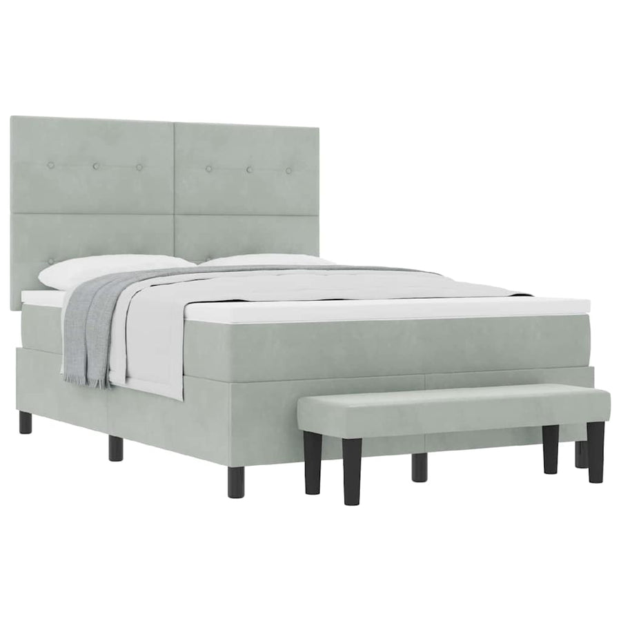 Boxspring bed met matras Lichtgrijs 140 x 190 cm Fluweel