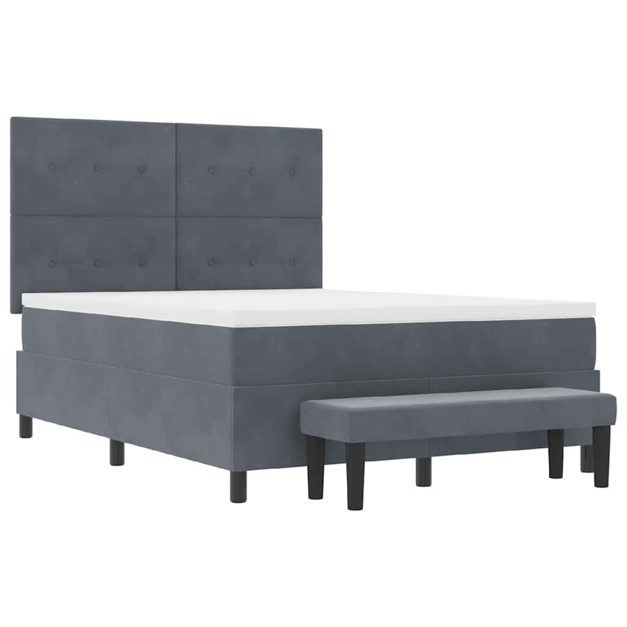 Boxspring bed met matras Donkergrijs 140 x 190 cm Fluweel