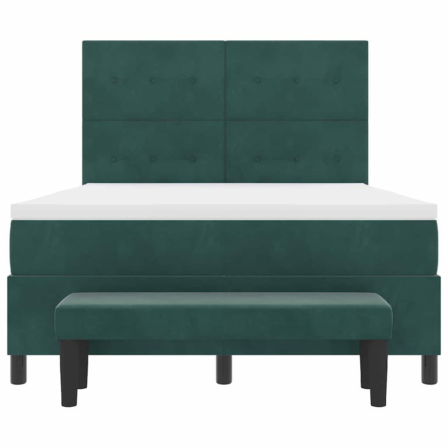 Boxspring bed met matras Donkergroen 140 x 190 cm Fluweel