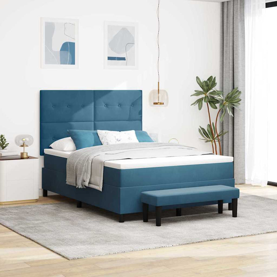 Boxspring bed met matras Donkerblauw 140 x 190 cm Fluweel