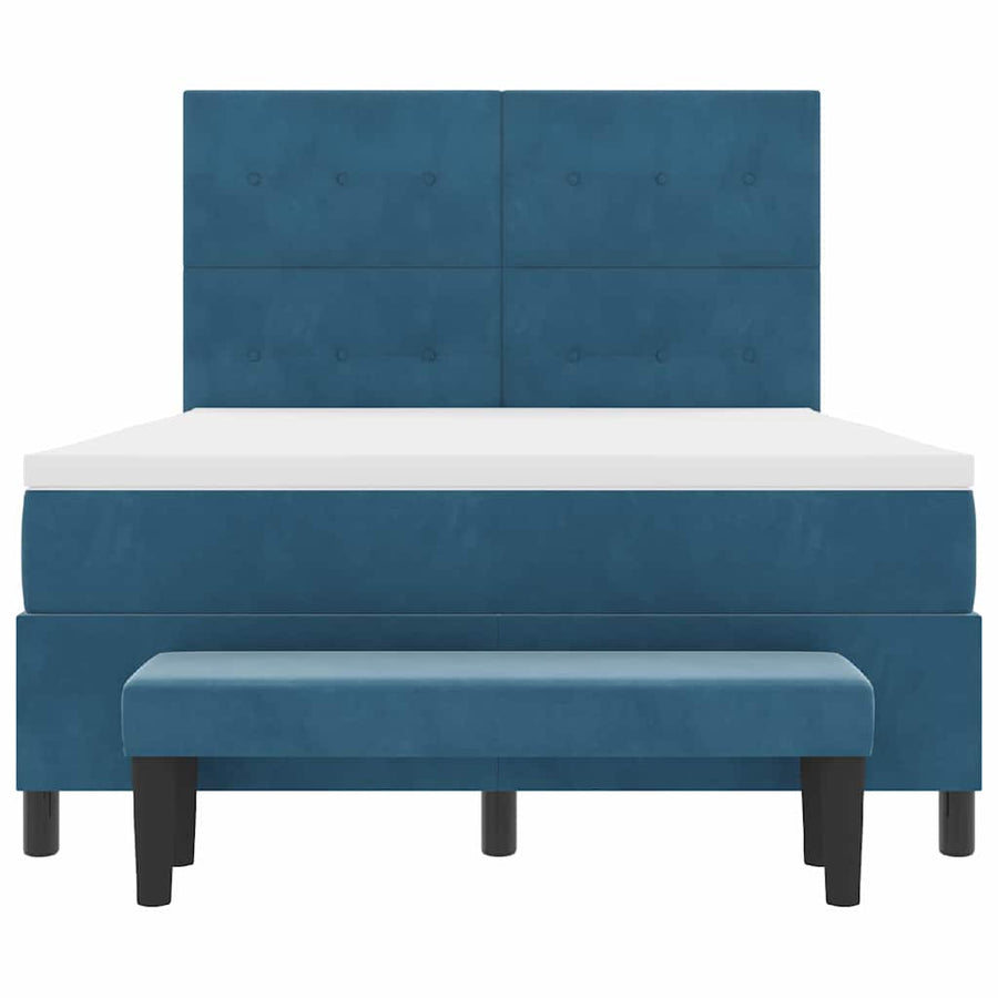 Boxspring bed met matras Donkerblauw 140 x 190 cm Fluweel