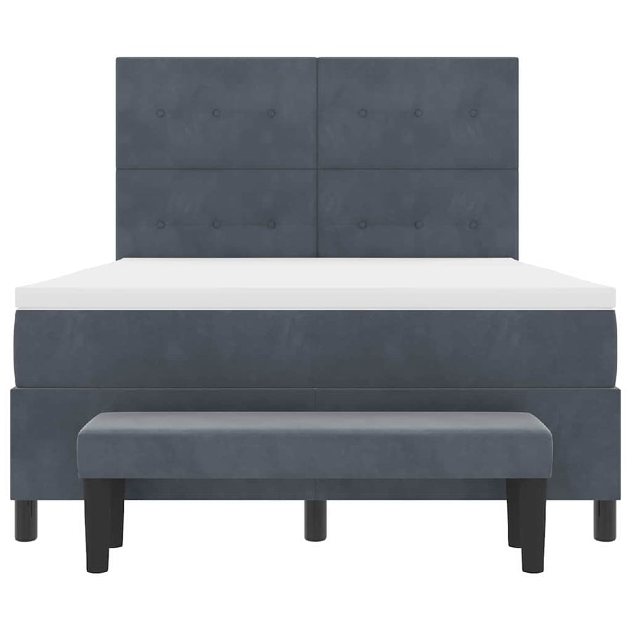 Boxspring bed met matras Donkergrijs 140 x 200 cm Fluweel