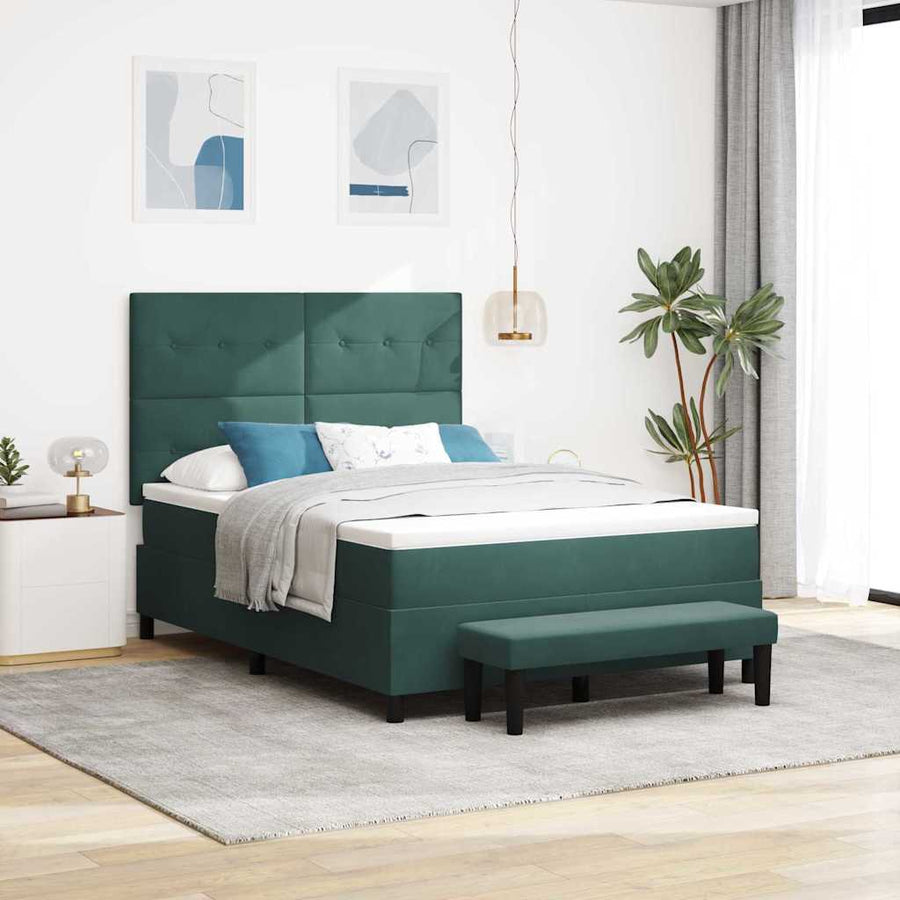Boxspring bed met matras Donkergroen 140 x 200 cm Fluweel
