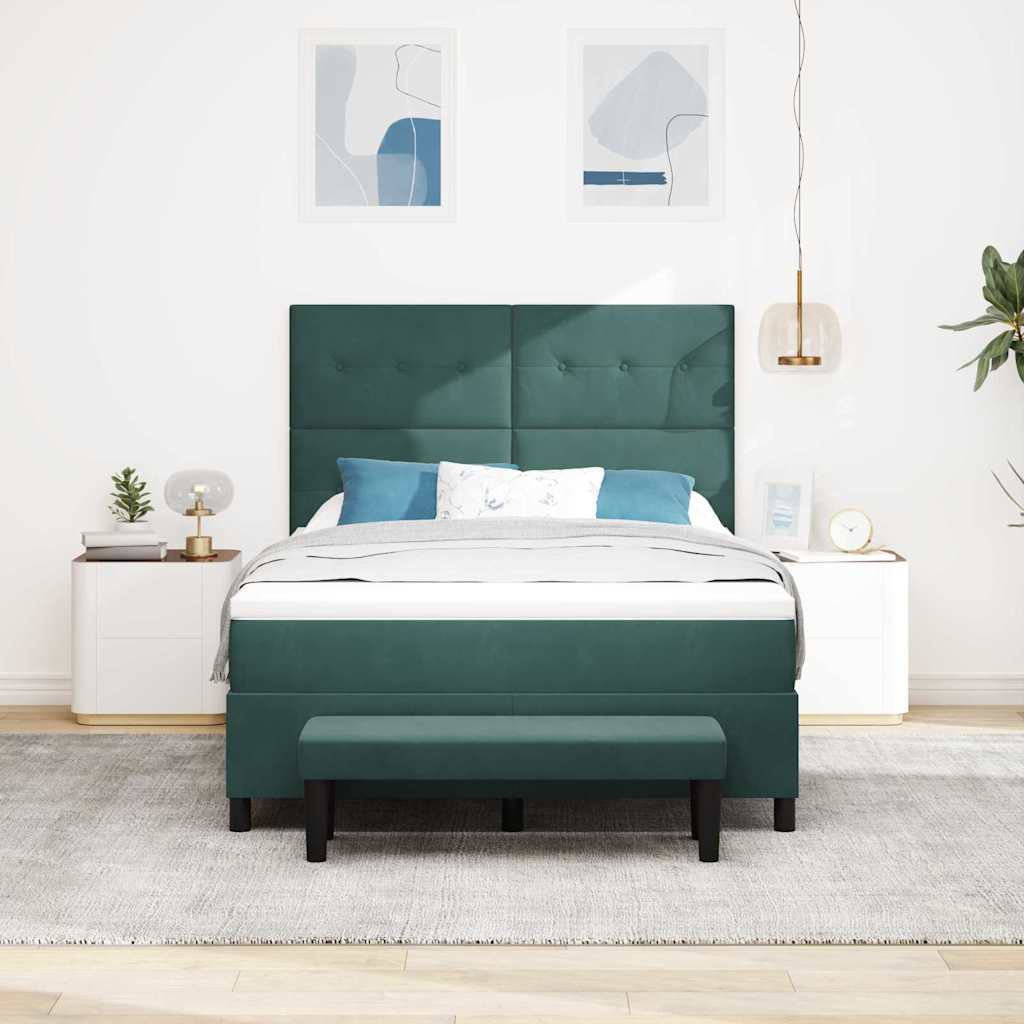 Boxspring bed met matras Donkergroen 140 x 200 cm Fluweel