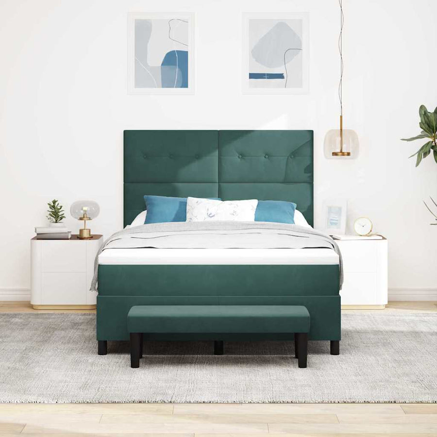 Boxspring bed met matras Donkergroen 140 x 200 cm Fluweel