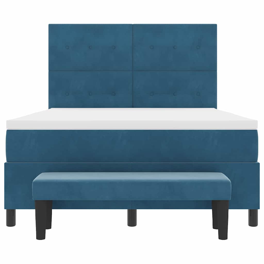 Boxspring bed met matras Donkerblauw 140 x 200 cm Fluweel