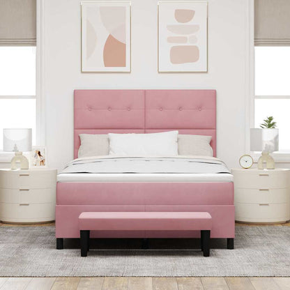 Boxspring Bed Met Matras Fluweel Roze 140 x 200 cm