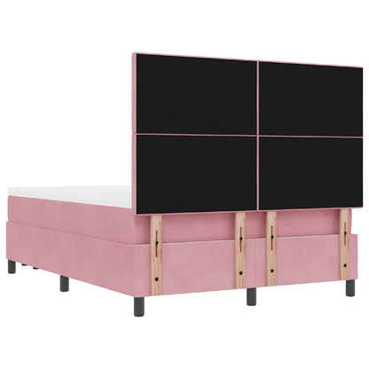 Boxspring Bed Met Matras Fluweel Roze 140 x 200 cm