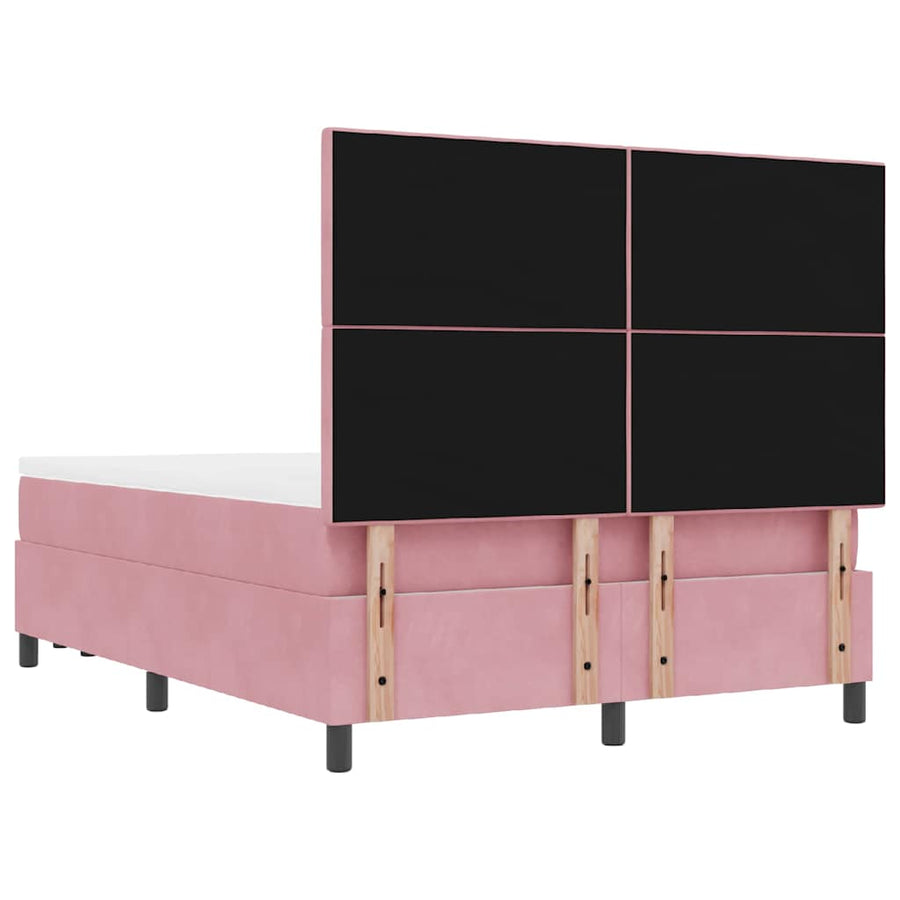 Boxspring Bed Met Matras Fluweel Roze 140 x 200 cm