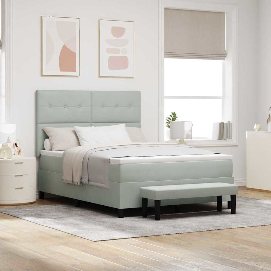 Boxspring bed met matras Lichtgrijs 160 x 200 cm Fluweel