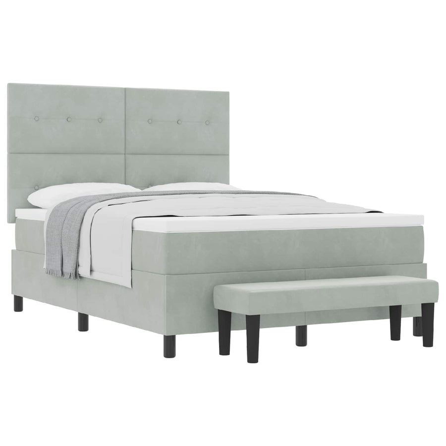 Boxspring bed met matras Lichtgrijs 160 x 200 cm Fluweel