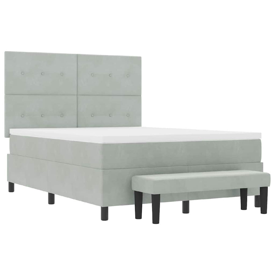 Boxspring bed met matras Lichtgrijs 160 x 200 cm Fluweel