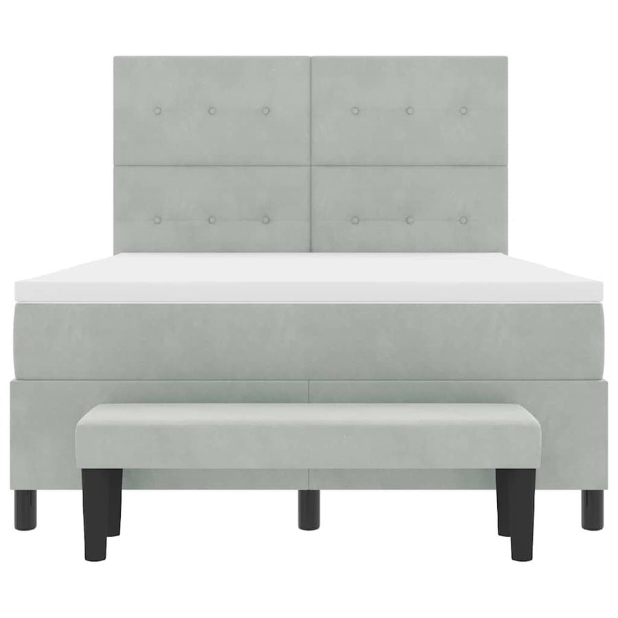 Boxspring bed met matras Lichtgrijs 160 x 200 cm Fluweel