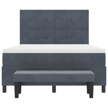 Boxspring bed met matras Donkergrijs 160 x 200 cm Fluweel