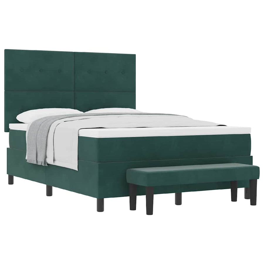Boxspring bed met matras Donkergroen 160 x 200 cm Fluweel