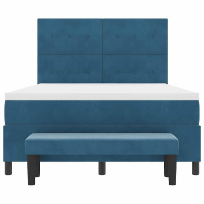 Boxspring bed met matras Donkerblauw 160 x 200 cm Fluweel
