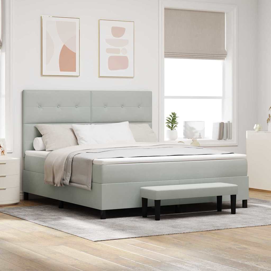 Boxspring bed met matras Lichtgrijs 180 x 200 cm Fluweel