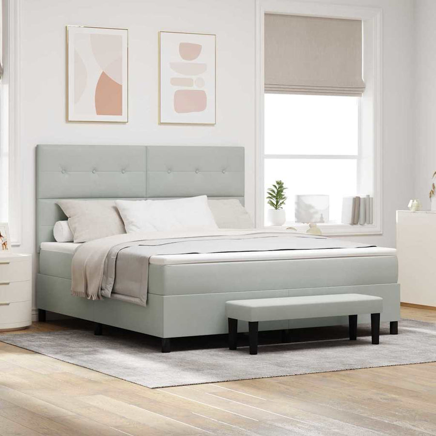 Boxspring bed met matras Lichtgrijs 180 x 200 cm Fluweel