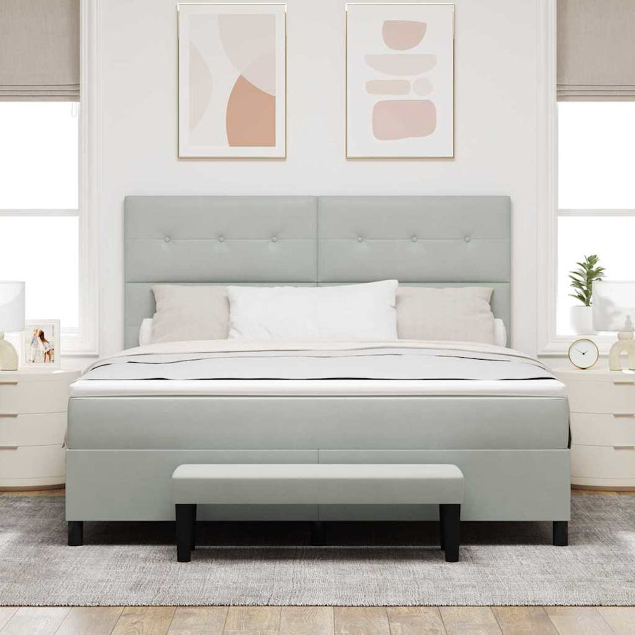 Boxspring bed met matras Lichtgrijs 180 x 200 cm Fluweel