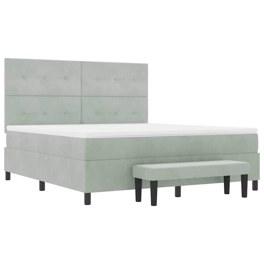 Boxspring bed met matras Lichtgrijs 180 x 200 cm Fluweel