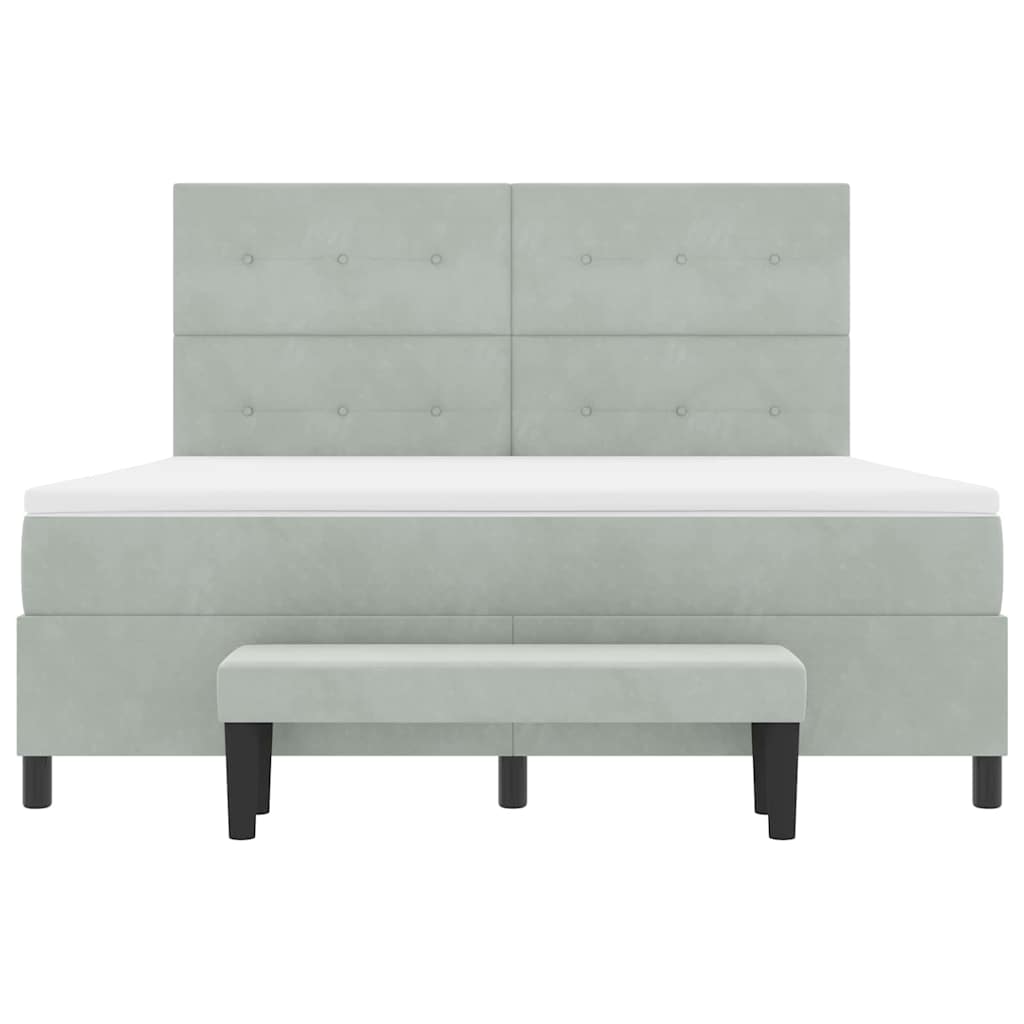 Boxspring bed met matras Lichtgrijs 180 x 200 cm Fluweel