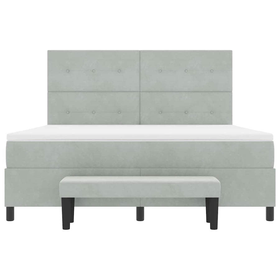 Boxspring bed met matras Lichtgrijs 180 x 200 cm Fluweel