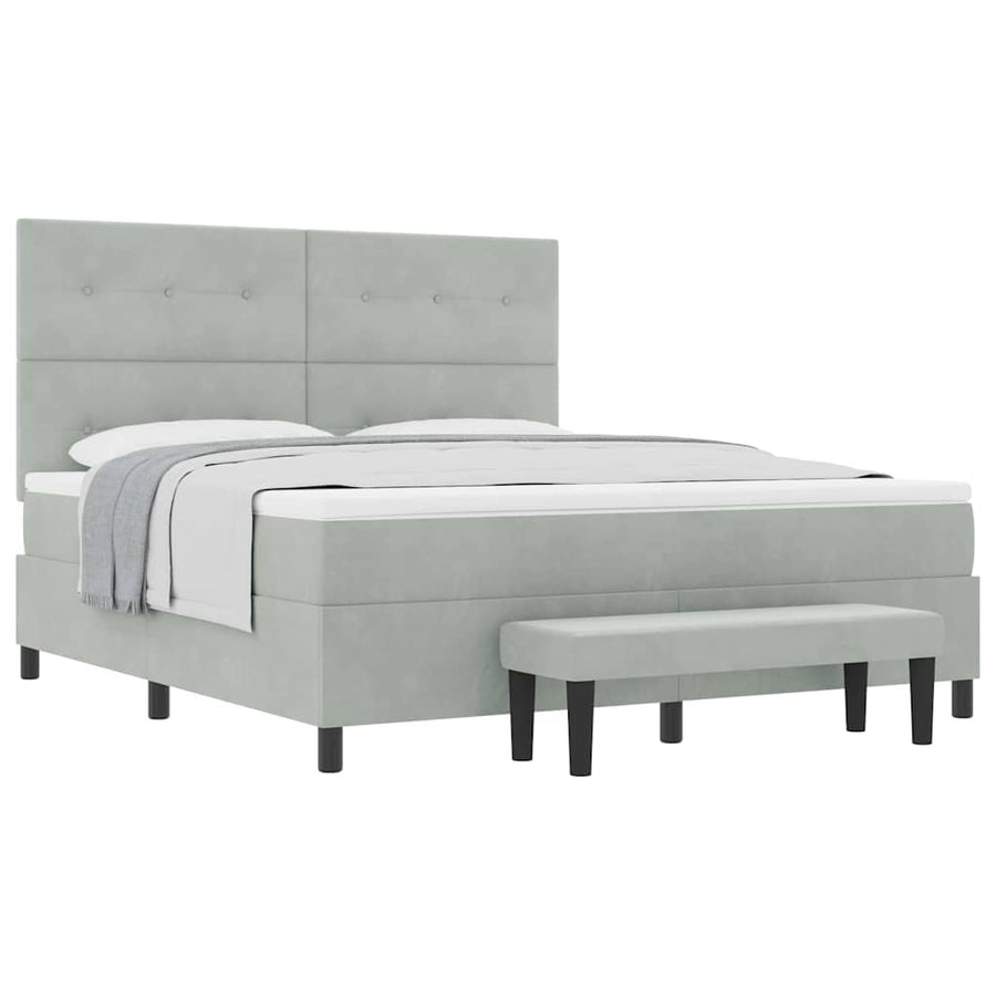 Boxspring bed met matras Lichtgrijs 180 x 200 cm Fluweel