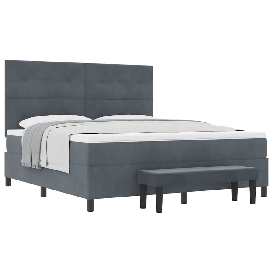 Boxspring bed met matras Donkergrijs 180 x 200 cm Fluweel