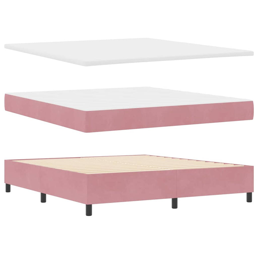 Boxspring Bed Met Matras Fluweel Roze 180 x 200 cm