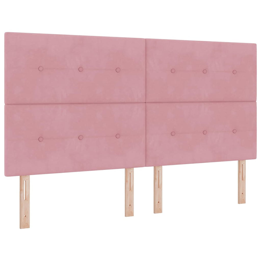 Boxspring Bed Met Matras Fluweel Roze 180 x 200 cm