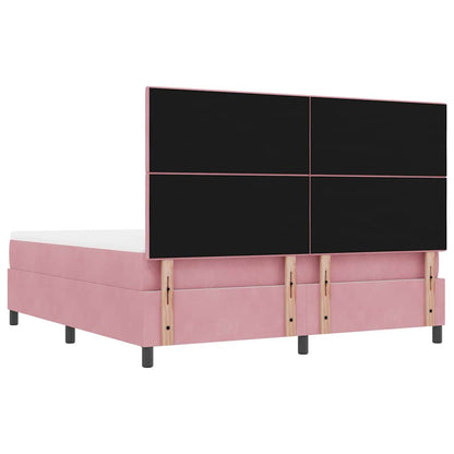 Boxspring Bed Met Matras Fluweel Roze 180 x 200 cm