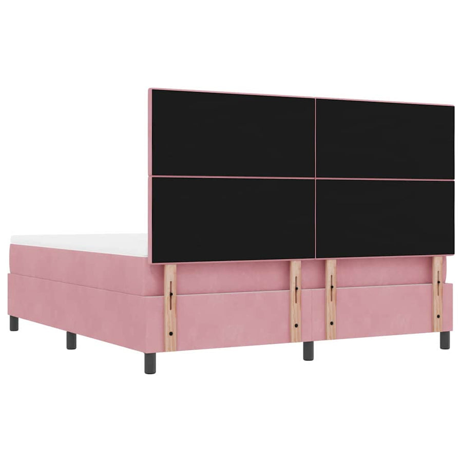 Boxspring Bed Met Matras Fluweel Roze 180 x 200 cm