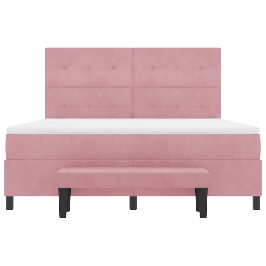 Boxspring Bed Met Matras Fluweel Roze 180 x 200 cm