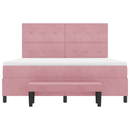 Boxspring Bed Met Matras Fluweel Roze 180 x 200 cm
