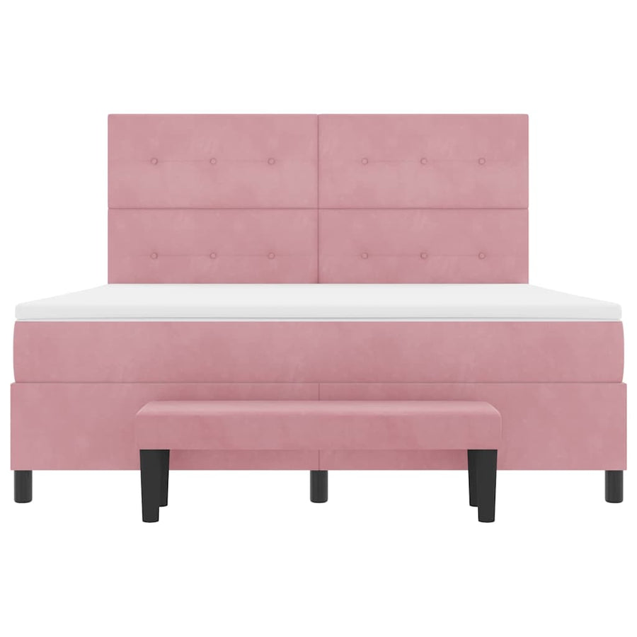 Boxspring Bed Met Matras Fluweel Roze 180 x 200 cm